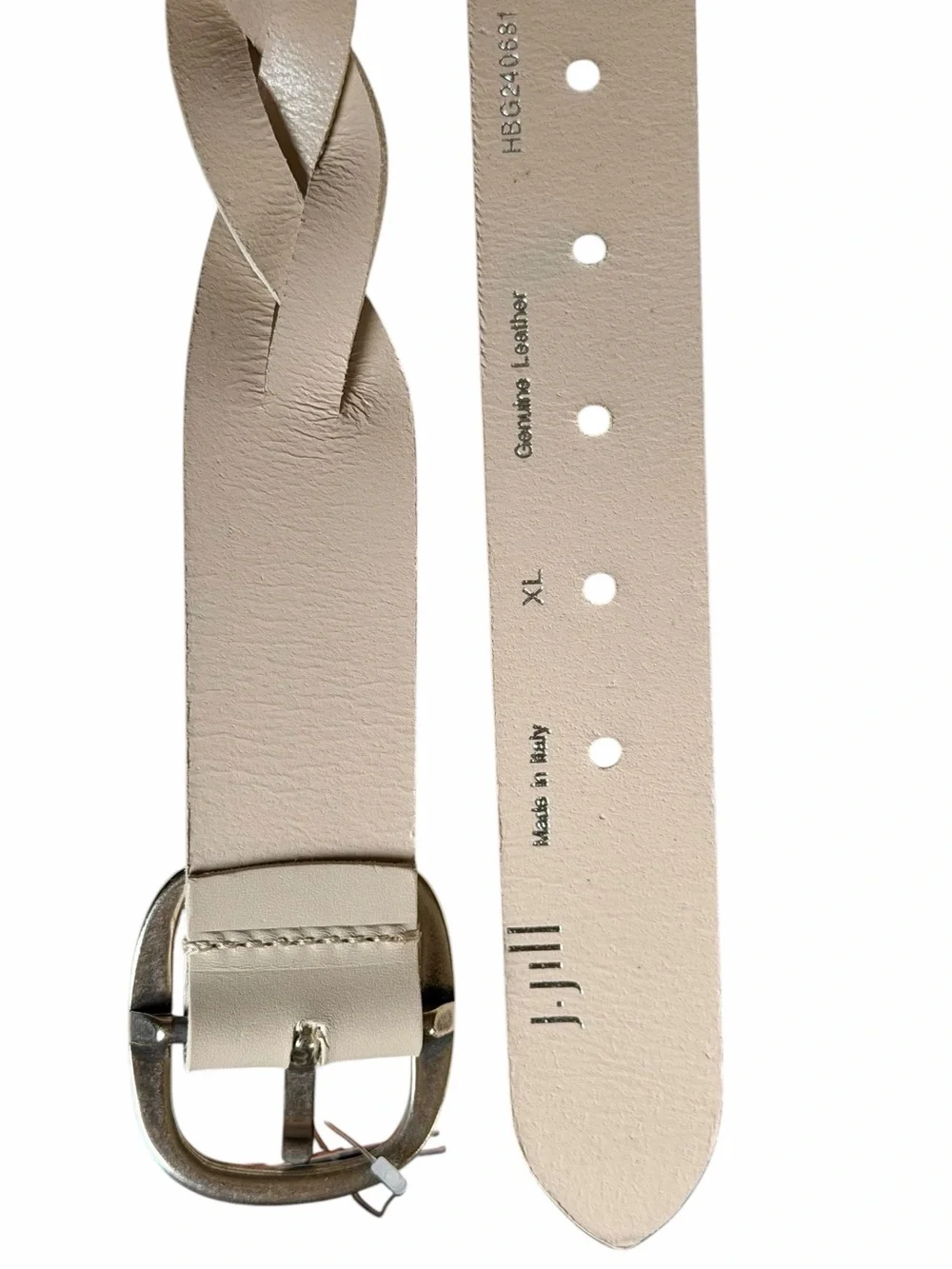 NWT J. Jill XL Barley Cream Genuine Leather Braided Belt